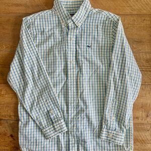 Vineyard Vines Boys Blue & Yellow Check Button-Down size 7